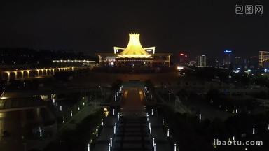 广西南宁国际会展中心夜景灯光航拍